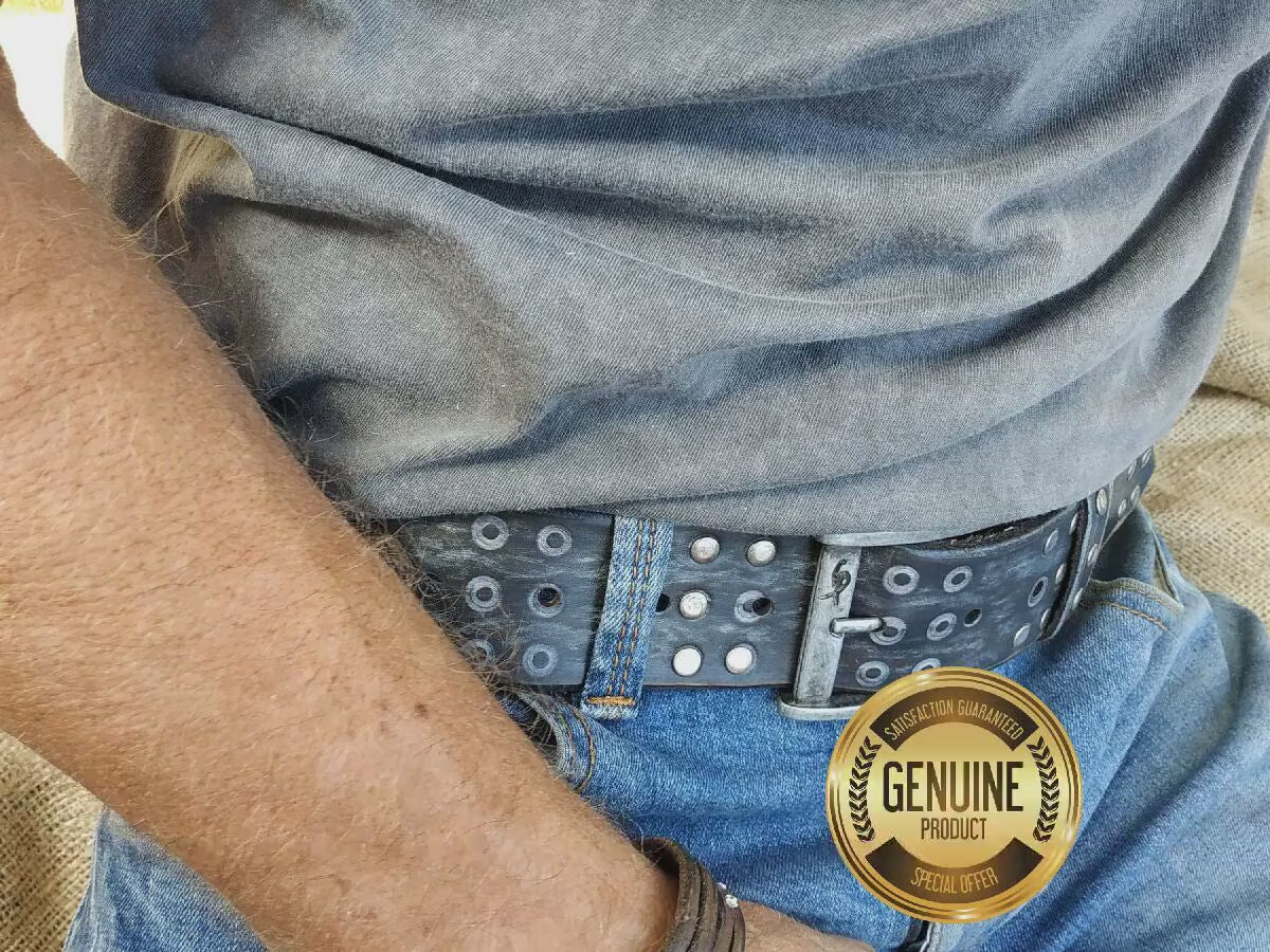 handmade brown gray leather belt for men perfect for jeans fashion accessories and unique gift