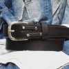 rustic style mens belt with unique leather black wide buckle for artisan design accessories