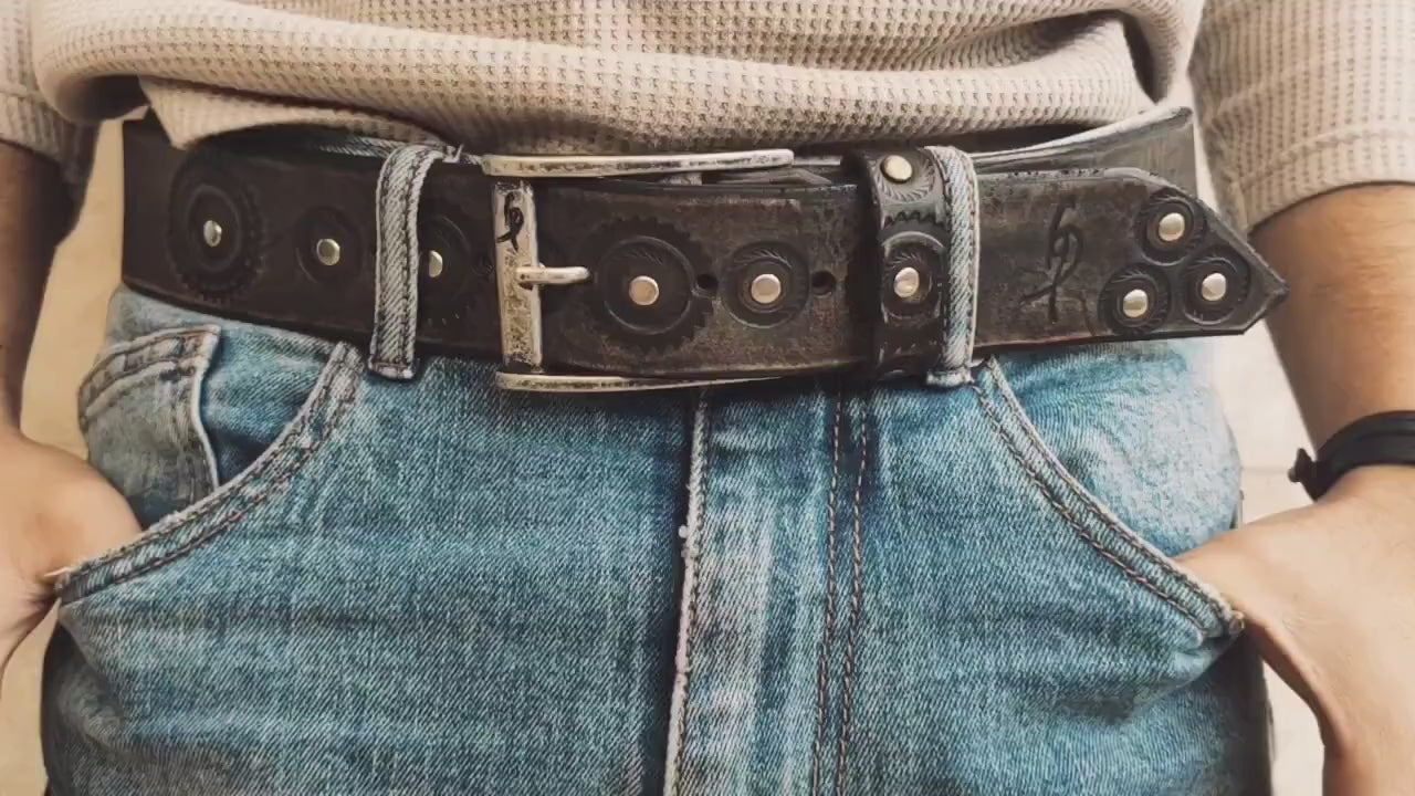 ishaor biker style brown leather belt motorcycle gear design