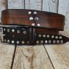 brown leather rodeo rock belt handcrafted with silver buckle mens accessory