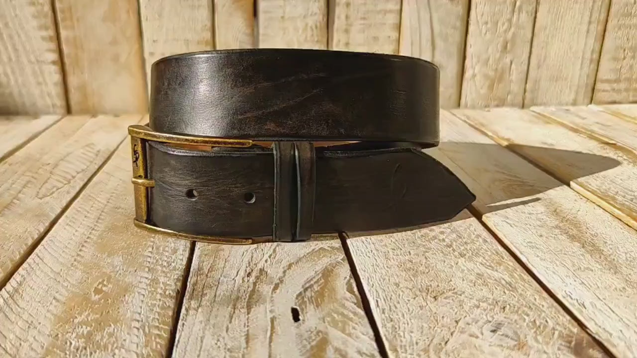 ishaor handmade brown leather rodeo style belt high quality for everyday wear