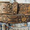 handmade leather belt steampunk style with gears 4.2 cm wide brown with silver & brass accents perfect for bikers