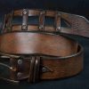 ishaor brown leather belt mens buckle art design original fashion piece