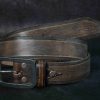 mens leather buckle belt artisan handcrafted design in dark brown with square silver buckle accessories for men