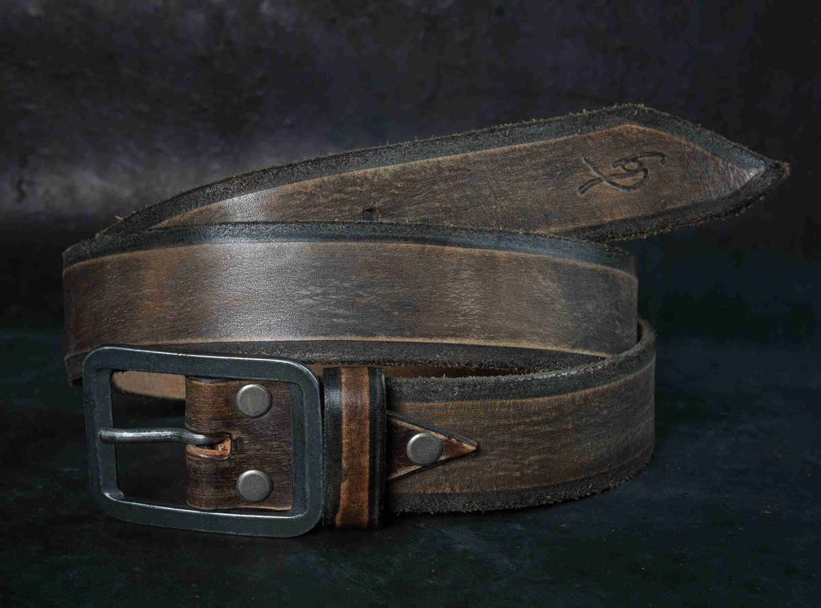 mens leather buckle belt artisan handcrafted design in dark brown with square silver buckle accessories for men