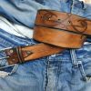 mens artisan brown leather belt by ishaor with personalizable option