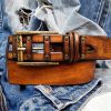 handmade brown leather belt for men with personalize option handmade brown leather belt for men with personalize option