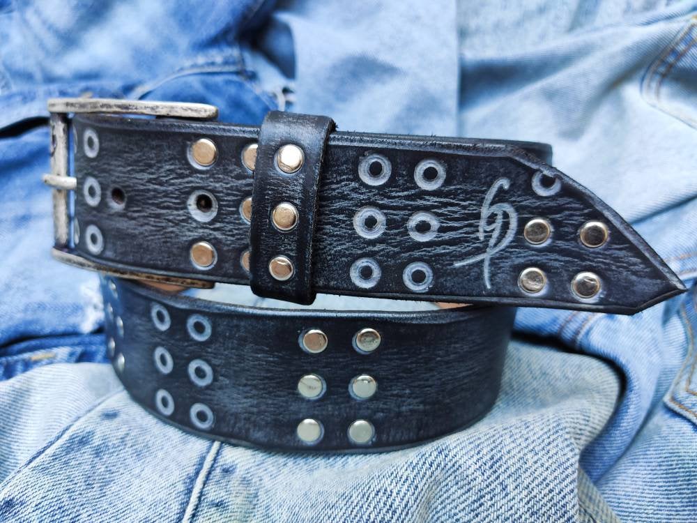 handmade brown gray leather belt for men perfect for jeans fashion accessories and unique gift