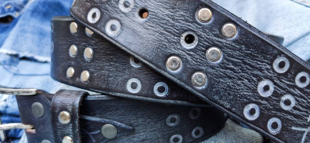 handmade brown gray leather belt for men perfect for jeans fashion accessories and unique gift