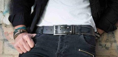 rustic leather belt for men – personalized rocker look
