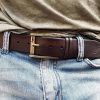 ishaor handmade brown leather rodeo style belt high quality for everyday wear
