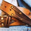 handmade brown leather men's belt cowboy fashion customizable