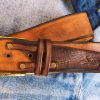 handmade brown leather men's belt cowboy fashion customizable