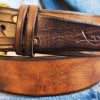 handmade brown leather men's belt cowboy fashion customizable