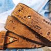 western style brown leather belt with unique design personalized gift for him and her electronic stamp perfect for any occasion