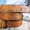western style brown leather belt with unique design personalized gift for him and her electronic stamp perfect for any occasion