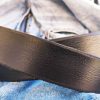 black leather mens belt with silver buckle and personalization option