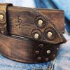 ishaor biker style brown leather belt motorcycle gear design ishaor biker style brown leather belt motorcycle gear design