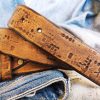 western style brown leather belt with unique design personalized gift for him and her electronic stamp perfect for any occasion
