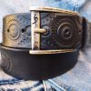 a handmade black leather belt embellished with stamps of motorcycle gear stunning belt for bikers the perfect gift for motorcycle lovers a handmade black leather belt embellished with stamps of motorcycle gear stunning belt for bikers the perfect gift for motorcycle lovers