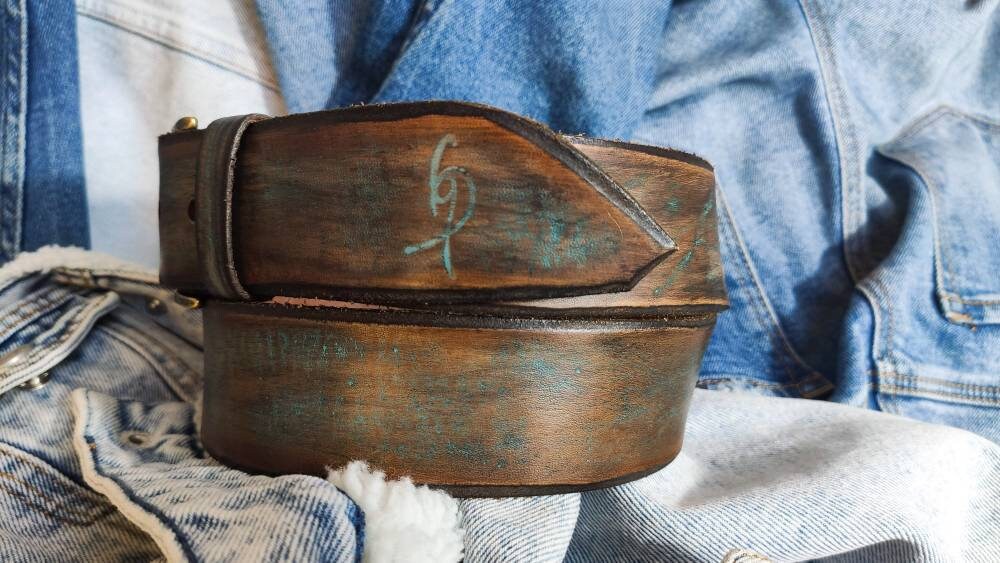 mens vintage leather belt customizable gift for him christmas must have