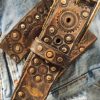 handmade leather belt steampunk style with gears 4.2 cm wide brown with silver & brass accents perfect for bikers handmade leather belt steampunk style with gears 4.2 cm wide brown with silver & brass accents perfect for bikers