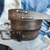 western style leather belt in dark brown with gray wash and buckle by ishaor perfect for mens jeans