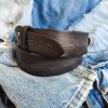 western style leather belt in dark brown with gray wash and buckle by ishaor perfect for mens jeans