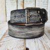 handmade white leather belt with black wash unique double strap design ishaor