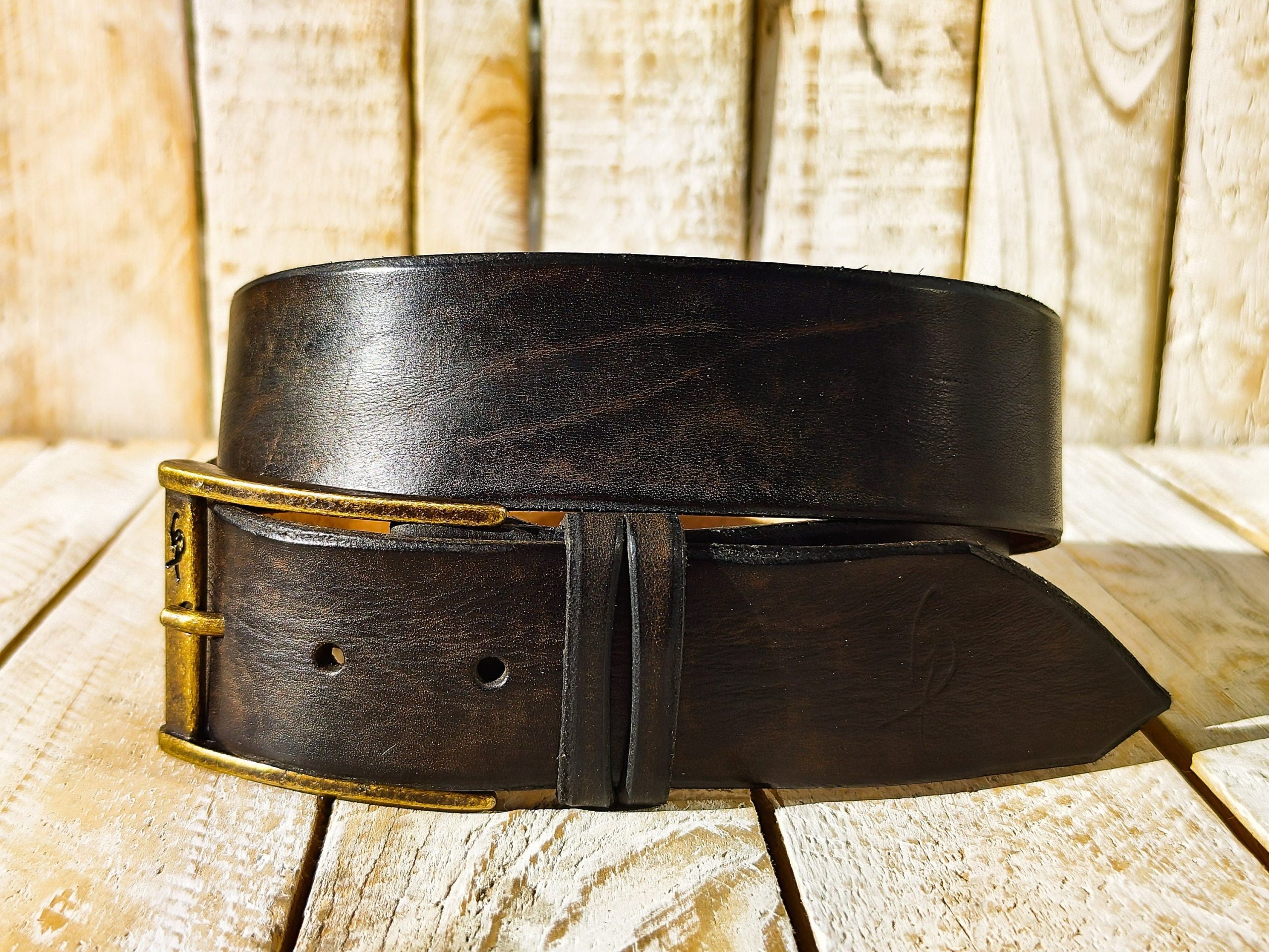 ishaor handmade brown leather rodeo style belt high quality for everyday wear