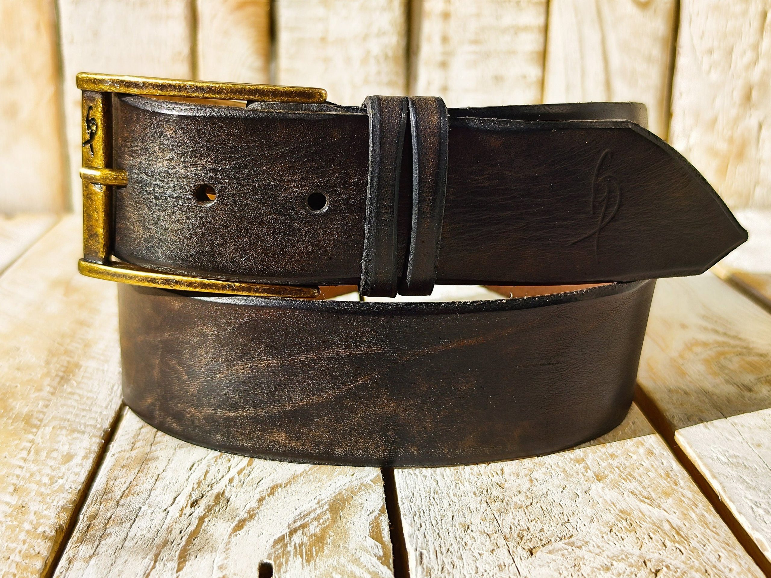 ishaor handmade brown leather rodeo style belt high quality for everyday wear