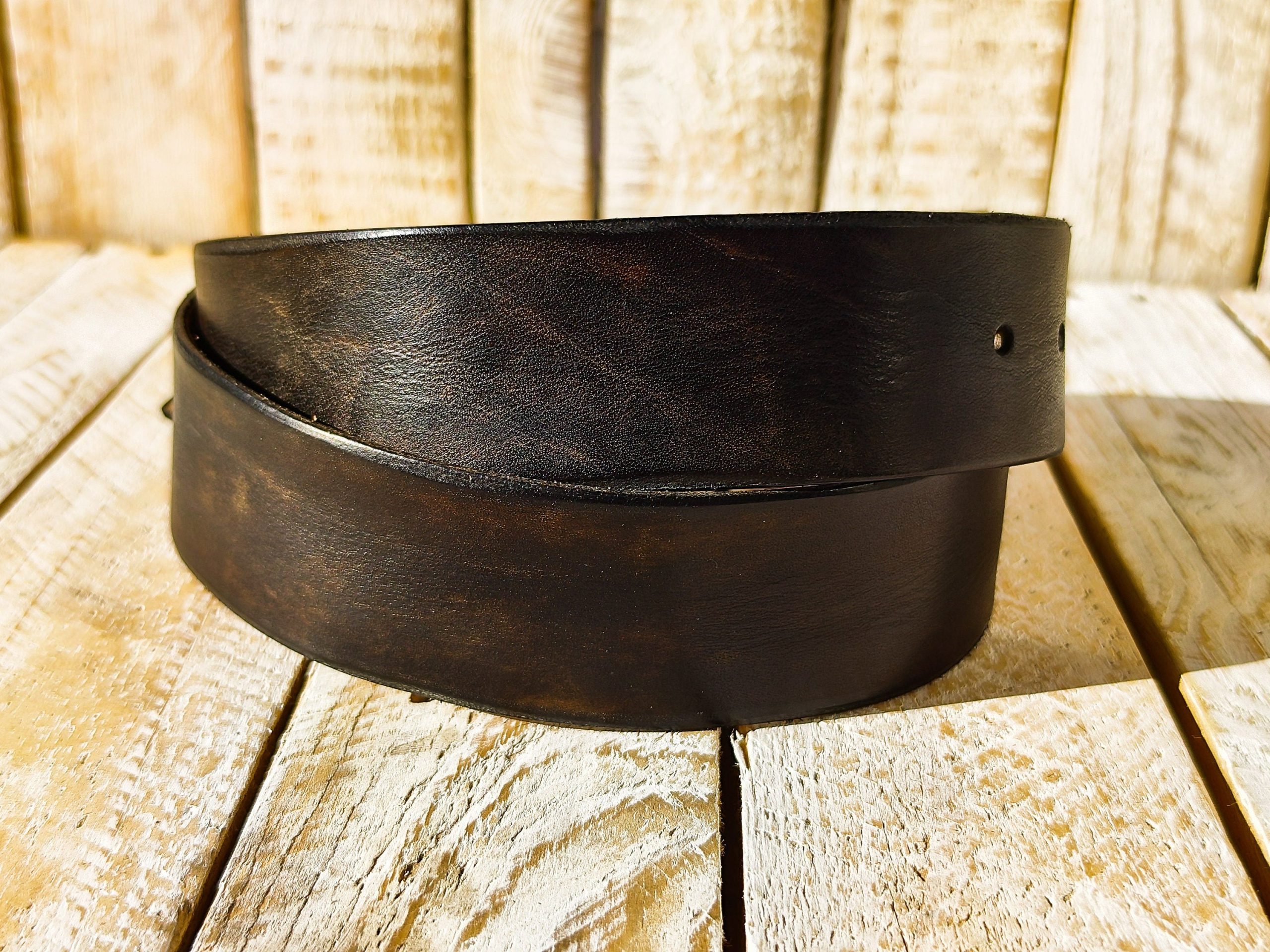 ishaor handmade brown leather rodeo style belt high quality for everyday wear