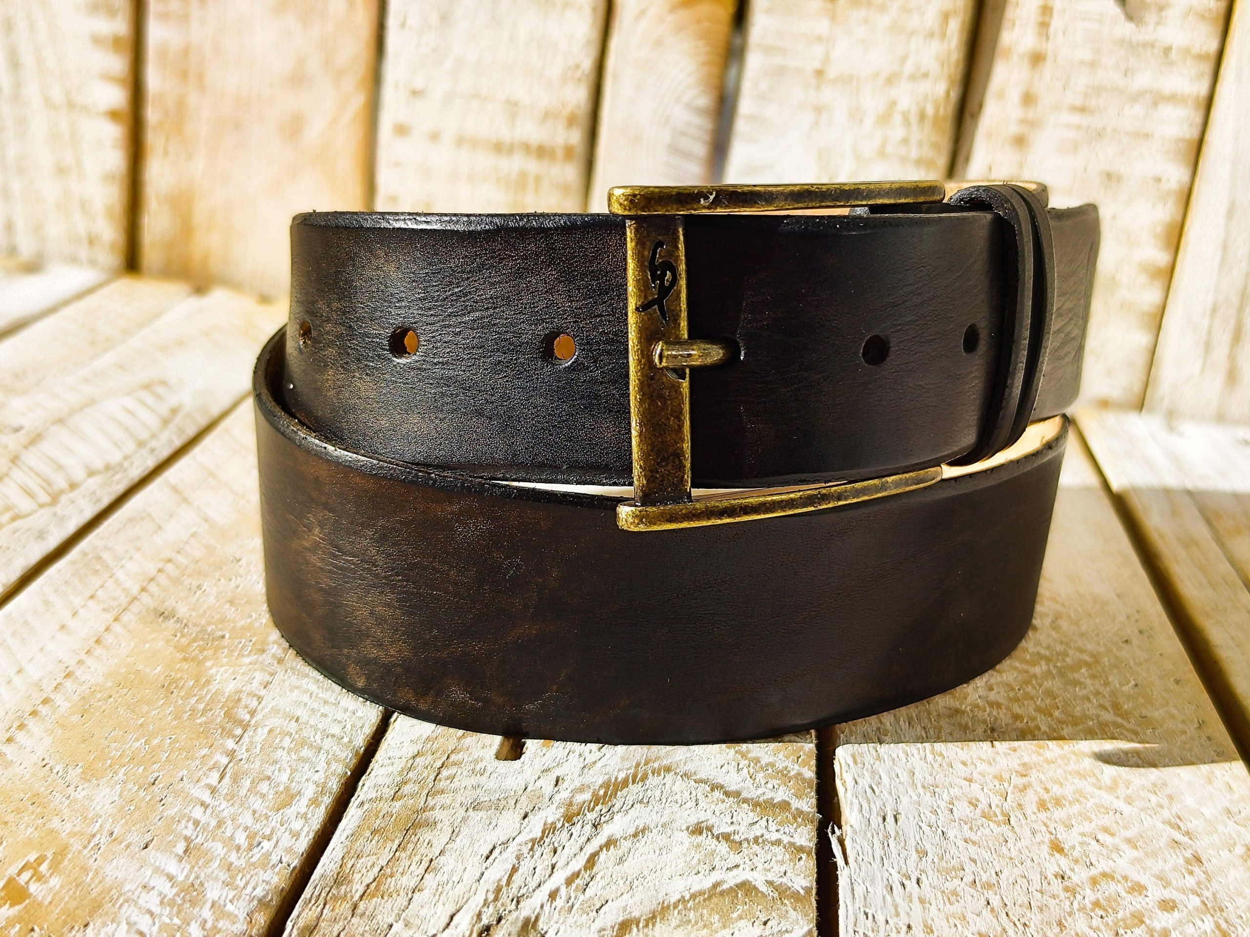 ishaor handmade brown leather rodeo style belt high quality for everyday wear