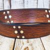 brown leather rodeo rock belt handcrafted with silver buckle mens accessory
