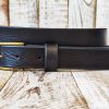 minimalist black leather belt with bronze buckle for men minimalist black leather belt with bronze buckle for men