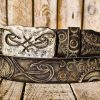unique motorcycle gear buckle leather belt in vintage style