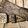 unique motorcycle gear buckle leather belt in vintage style