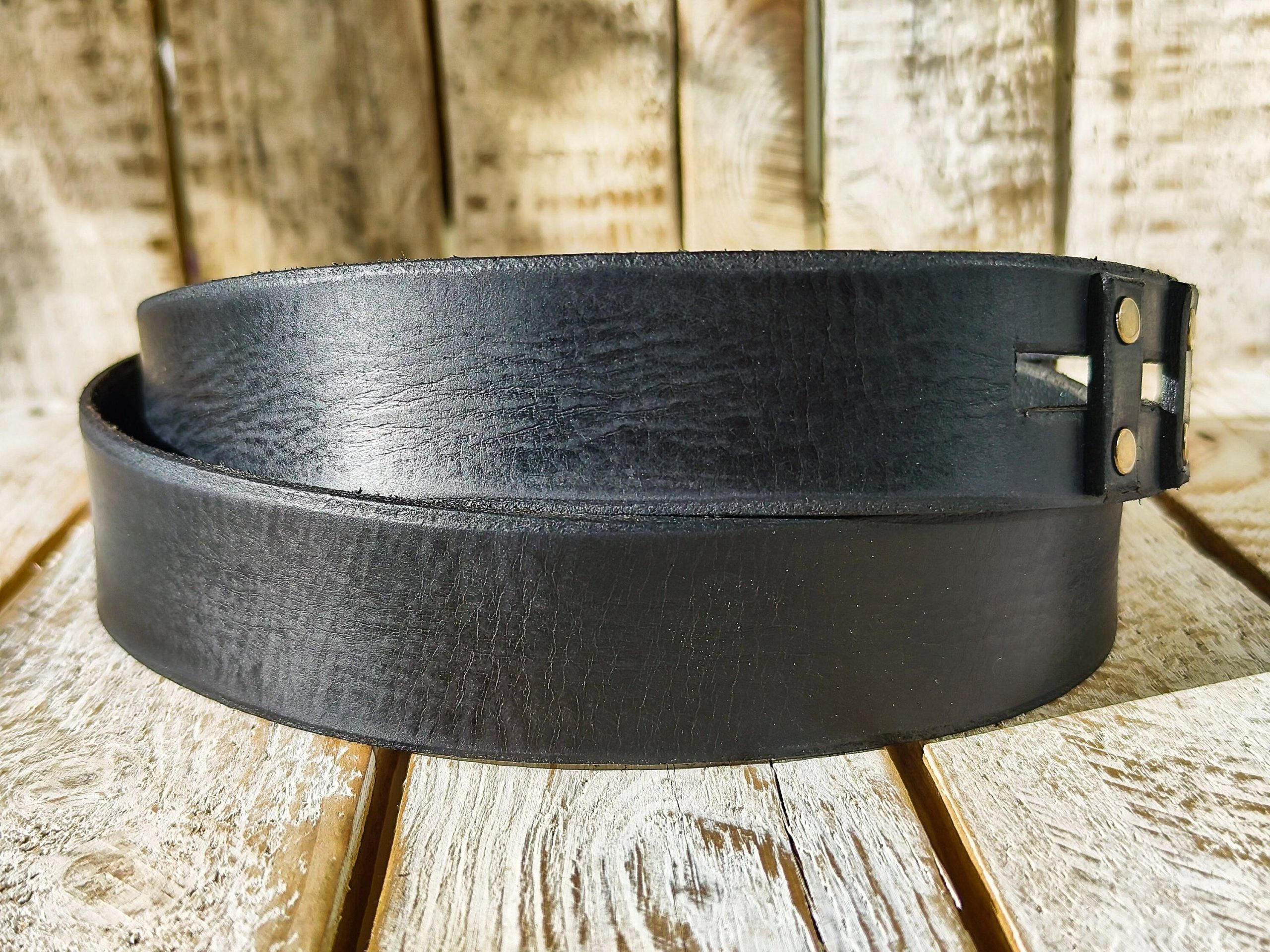 handcrafted original black leather studded belt (3.6cm width) with bronze buckle handcrafted original black leather studded belt (3.6cm width) with bronze buckle