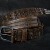 brown leather belt mens crafted fashion accessory with unique ornate design perfect gift for men
