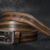 handmade leather belt brown shades 3 stripes design 37 cm width durable unique handmade leather belt brown shades 3 stripes design 37 cm width durable unique