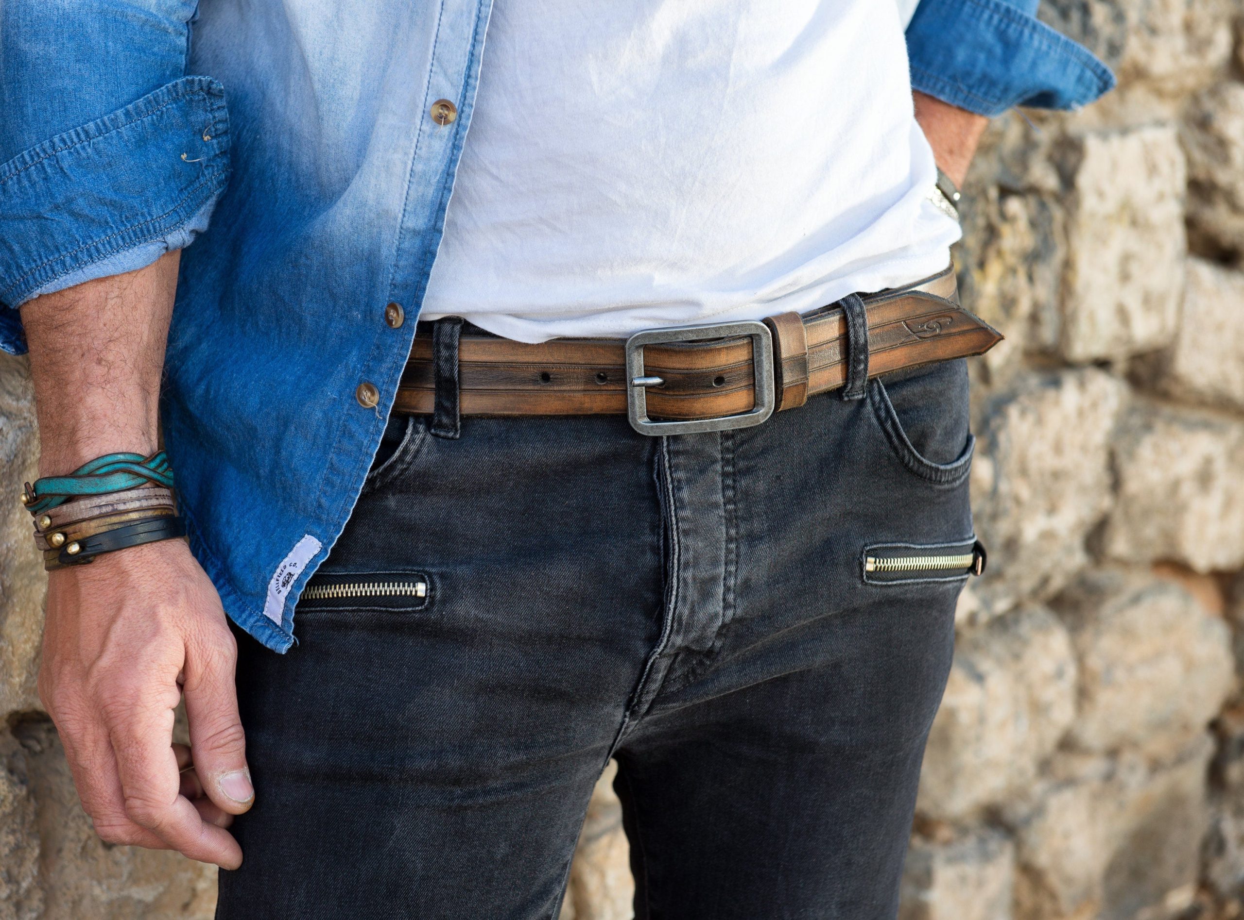 handmade leather belt brown shades 3 stripes design 37 cm width durable unique handmade leather belt brown shades 3 stripes design 37 cm width durable unique